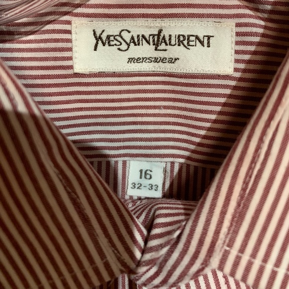YSL - Yves Saint Laurent red striped Button Up dress shirt size 16 - Picture 2 of 7